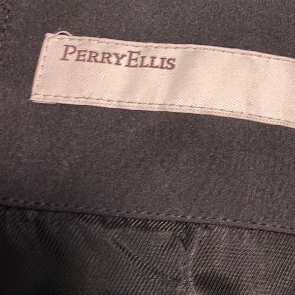 Perry Ellis Men's Large Black Trench Coat Vintage - Picture 3 of 11